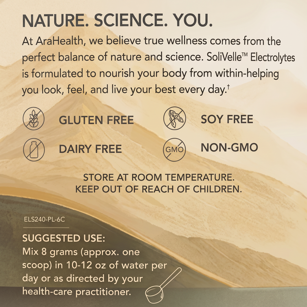 Back label with ingredients and usage instructions for SoliVelle