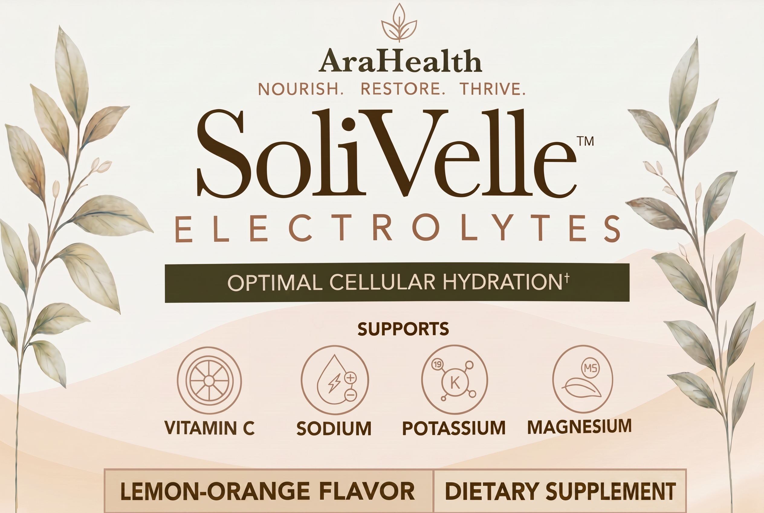 Front label of SoliVelle electrolyte supplement jar