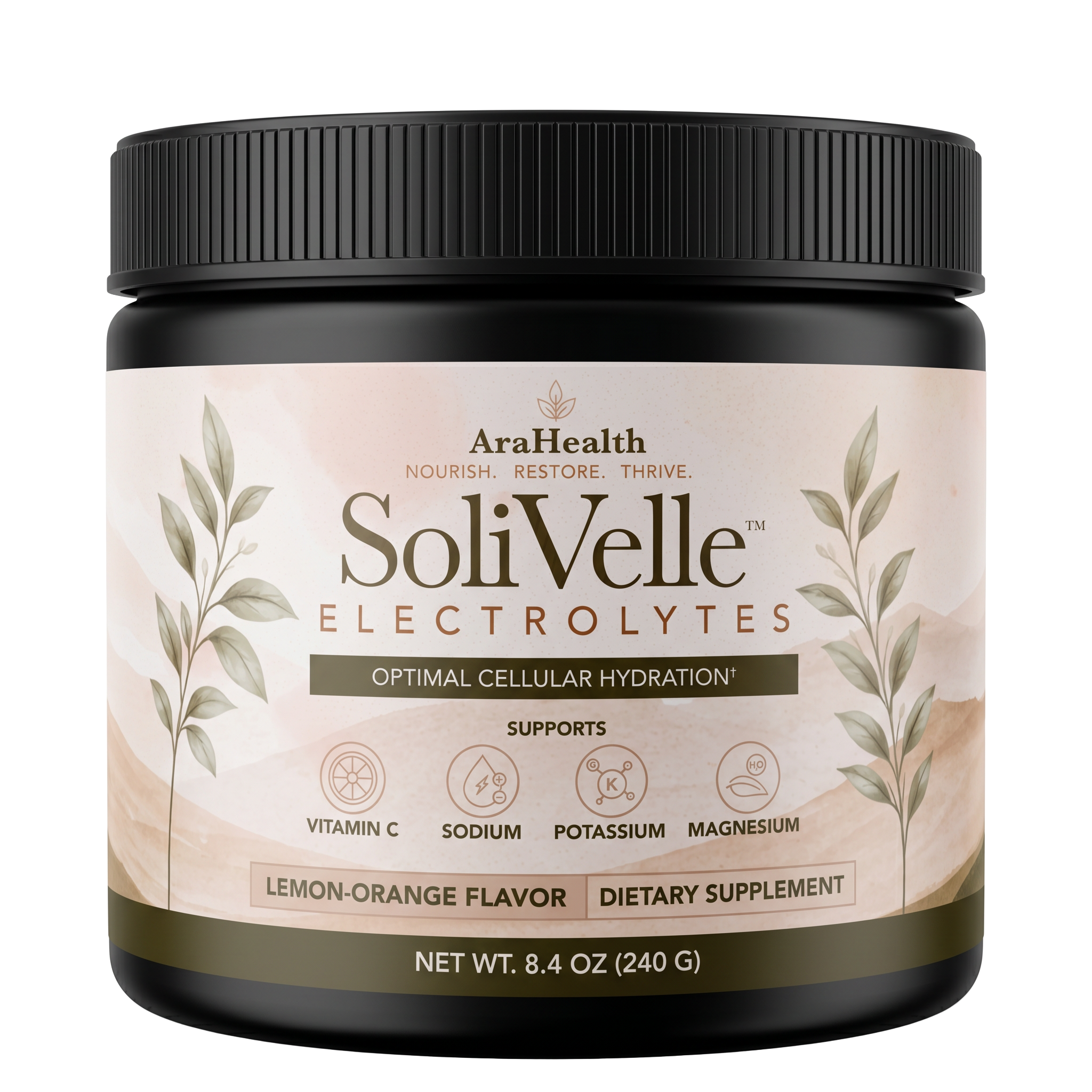SoliVelle electrolyte supplement jar