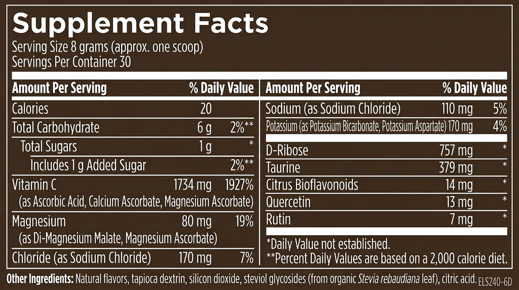 Supplement facts label for SoliVelle electrolyte formula