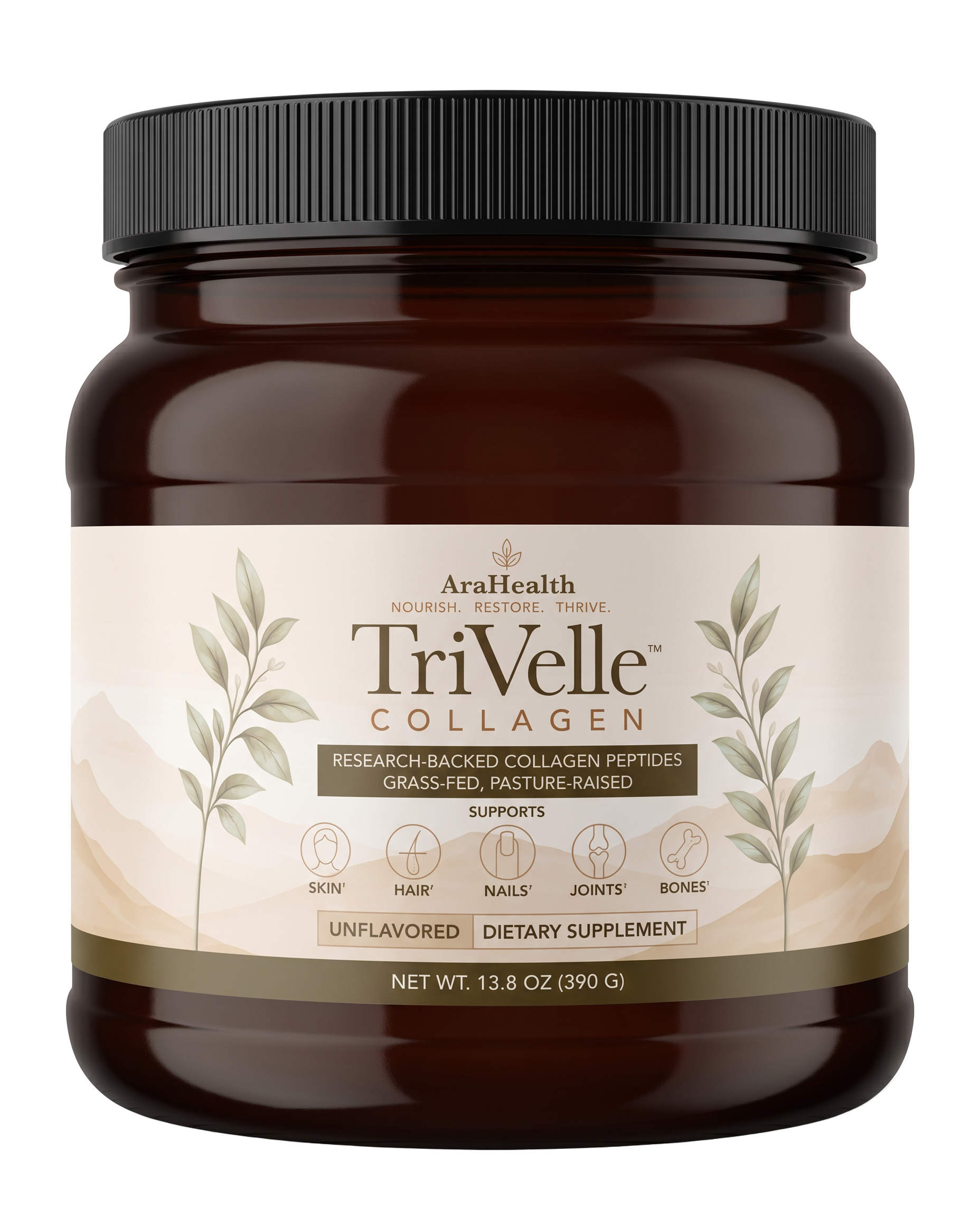 TriVelle triple-peptide collagen supplement jar