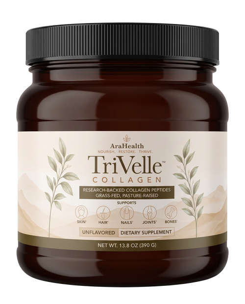 TriVelle triple-peptide collagen supplement jar